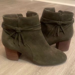 Dark green suede booties, only worn once!